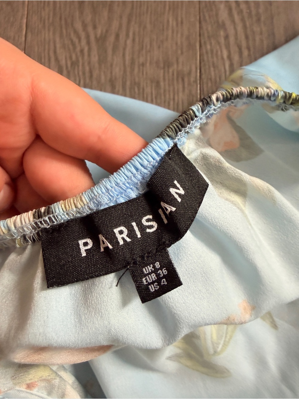 Parisian Works Light Blue Floral Off-Shoulder romper size 4 - Picture 3 of 3